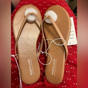 Portland Boot Company tan flip flops size 6
